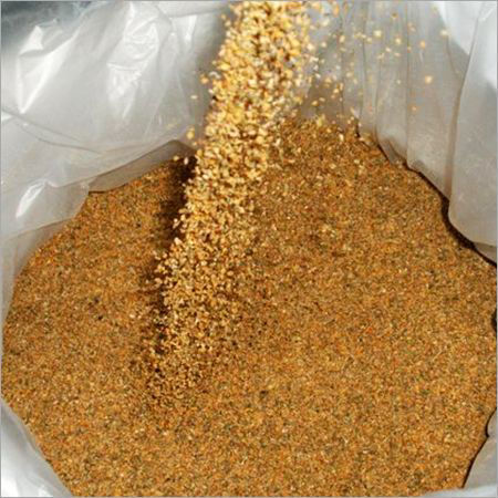 Soybean meal being poured into an export bag at the processing plant Soybean meal being poured into an export bag at the processing plant